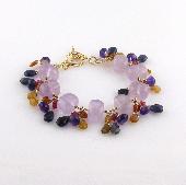 Pink Amethyst Bracelet with Sapphire and Tourmaline Accents
