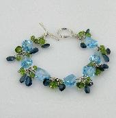 Swiss Blue Topaz Bracelet With Wire Wrapped Gemstone Dangles