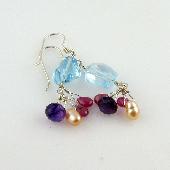 purple sapphire wire wrapped earrings