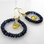 blue gemstone jewelry citrine gold earrings