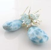 light blue topaz wire earrings