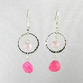 pink chalcedony designer earrings