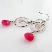 pink chalcedony women earrings