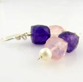 pink amethyst gemstone jewelry handmade earrings