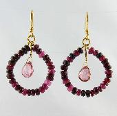 pink emerald unique earrings