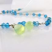 Blue Apatite and Sea Green Drops Boho Necklace