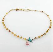 orange opal wire wrap necklace