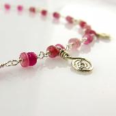 Pink Sapphire Necklace with Silver Spiral Charms