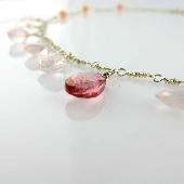 Pink Sweetheart Necklace with Rose Quartz Drops