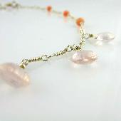 pink opal wire wrap necklace