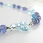 Tanzanite and Swiss Blue Necklace with Chalcedony Drop