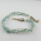 Aquamarine Crochet Necklace with Silver Sparkles